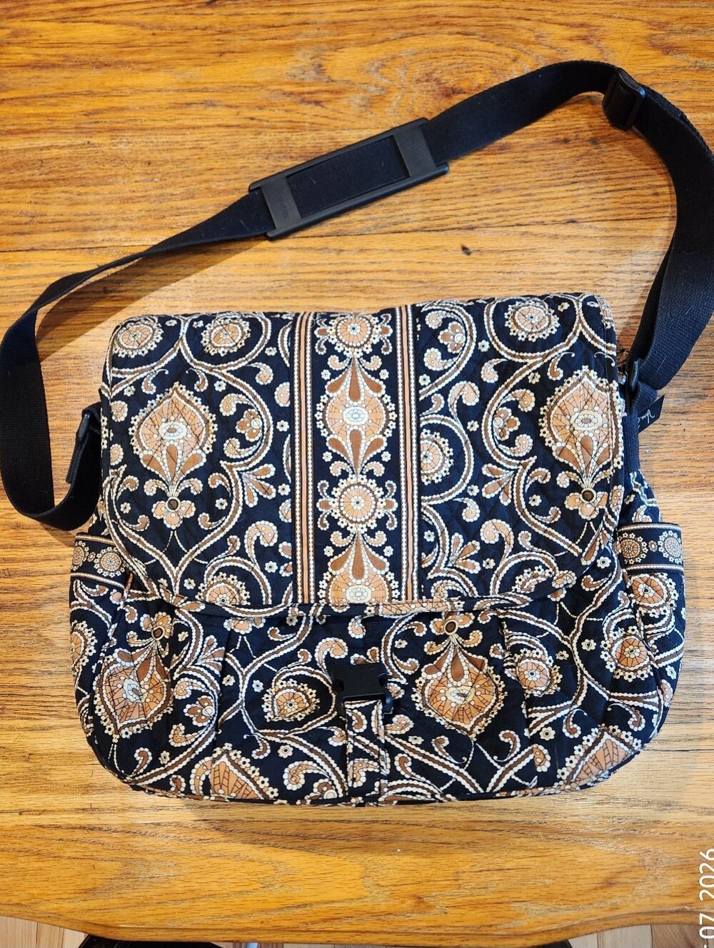 Vera Bradley Laptop Messenger Bag In Retired Cafe Latte Looks New.